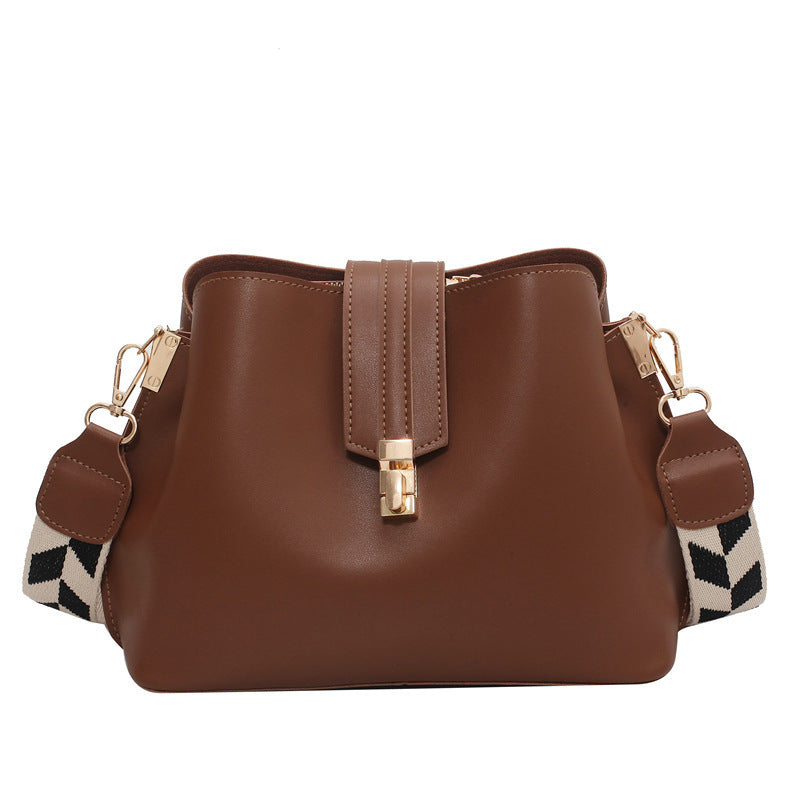 Wide Single Shoulder Strap Bucket Bag