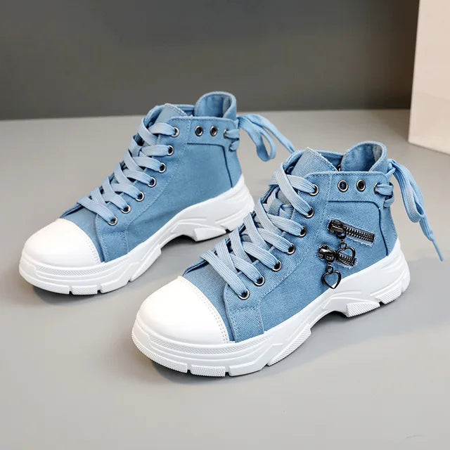 Canvas Breathable Denim High-top Denim Sneakers