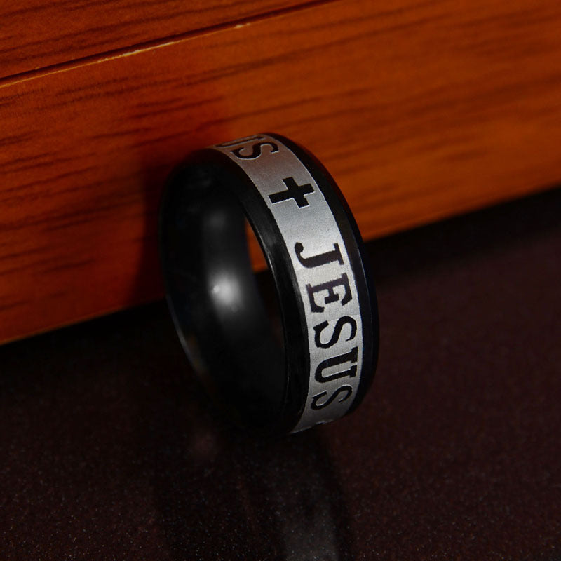 Stainless Steel "Jesus" Print Ring