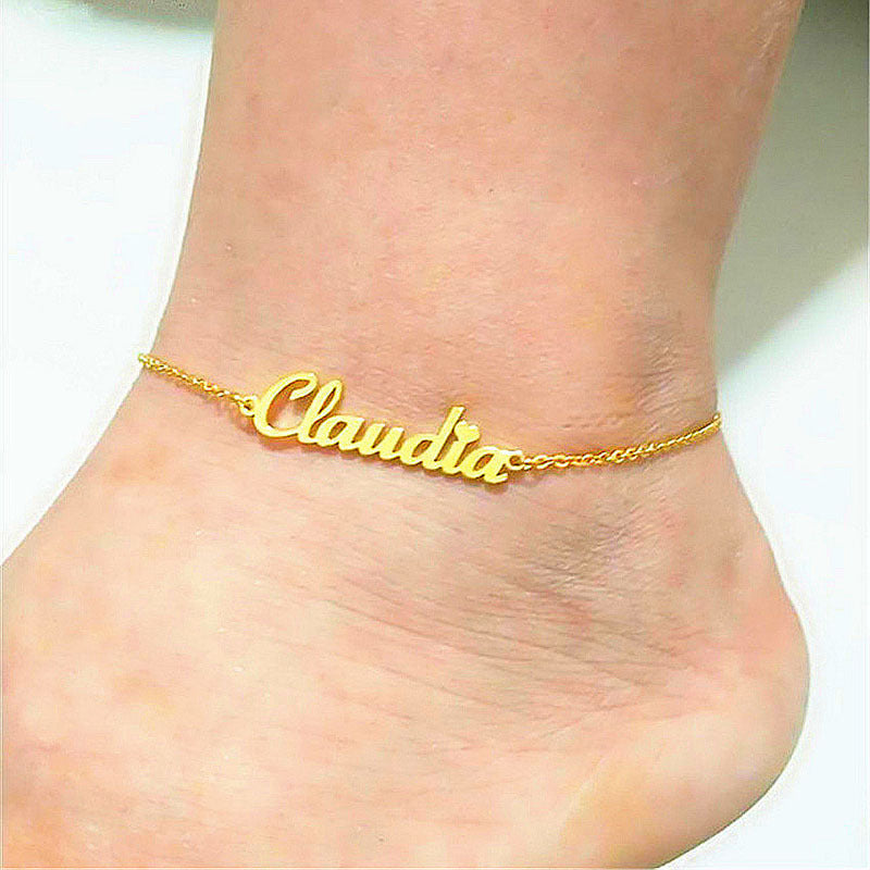 Stainless Steel Cable Chain Personalized Custom Name Anklet