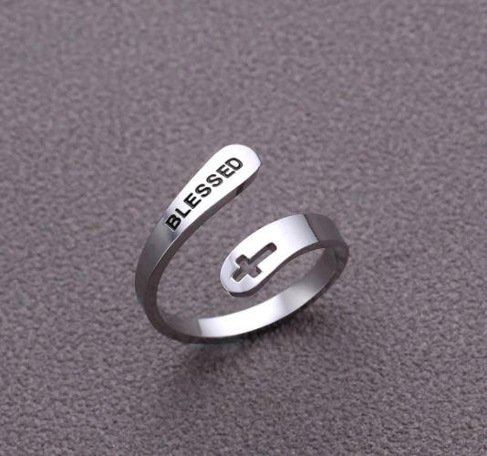 925 Sterling Silver Adjustable opening Hong Kong Style Cross Ring