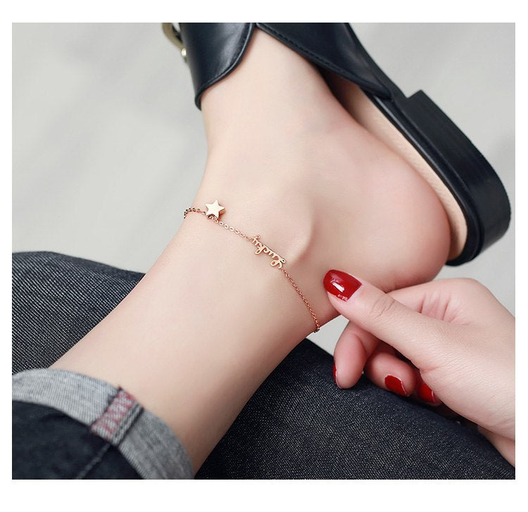 Lucky Star Rose Gold Chain 316 L Titanium Steel Anklet