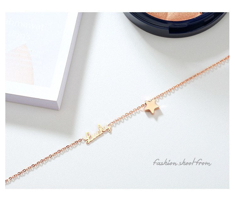 Lucky Star Rose Gold Chain 316 L Titanium Steel Anklet