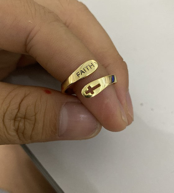 925 Sterling Silver Adjustable opening Hong Kong Style Cross Ring