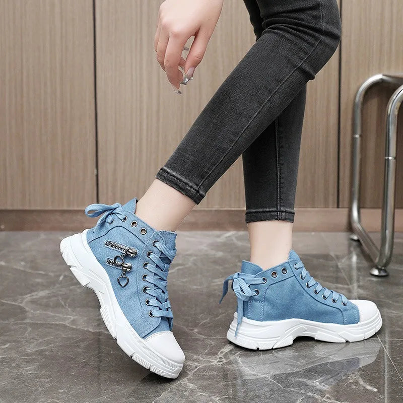 Canvas Breathable Denim High-top Denim Sneakers