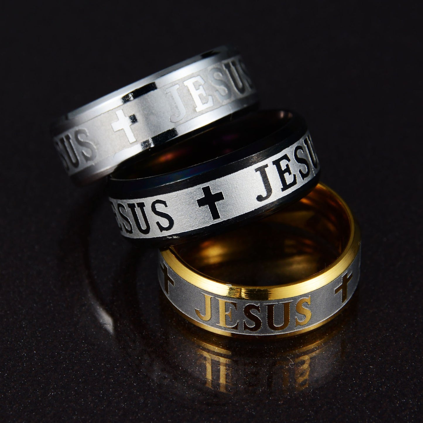 Stainless Steel "Jesus" Print Ring