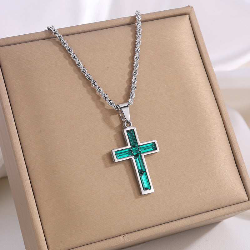 Fashion  Diamond Cross No Color Fading Necklace