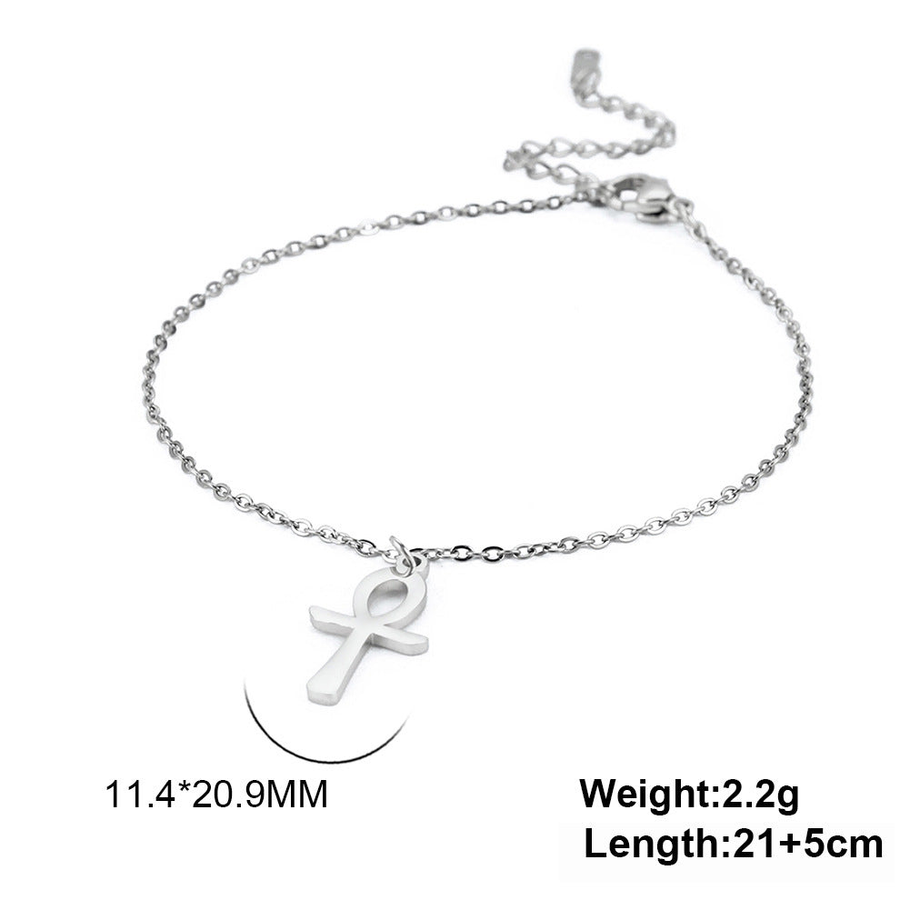 Stainless Steel Ankh Pendant Anklet