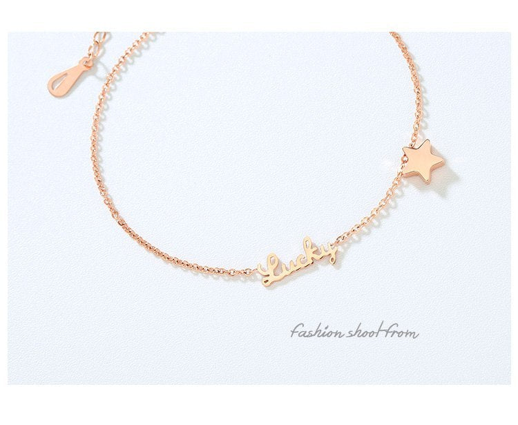 Lucky Star Rose Gold Chain 316 L Titanium Steel Anklet