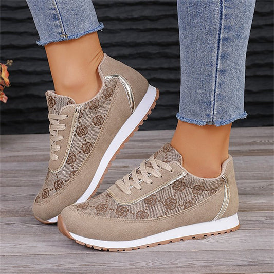 Flower Print Lace-up Casual Fashion Shoe