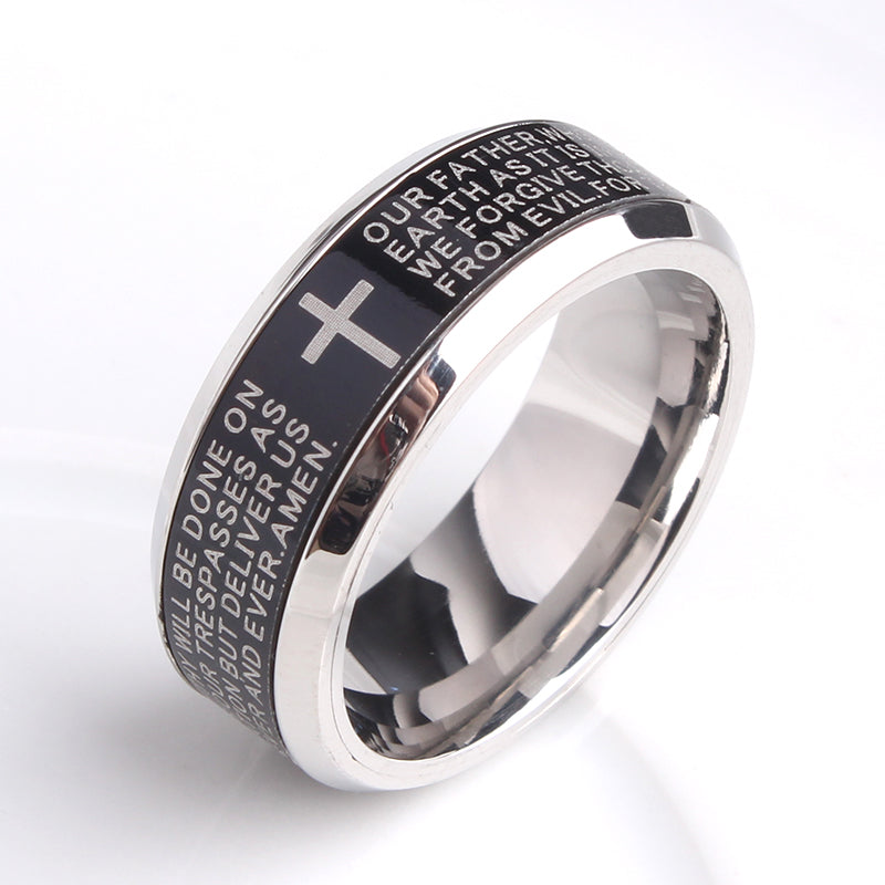 Unisex Titanium steel cross ring