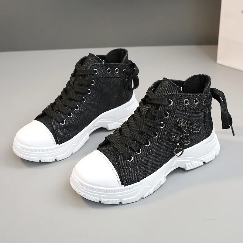 Canvas Breathable Denim High-top Denim Sneakers