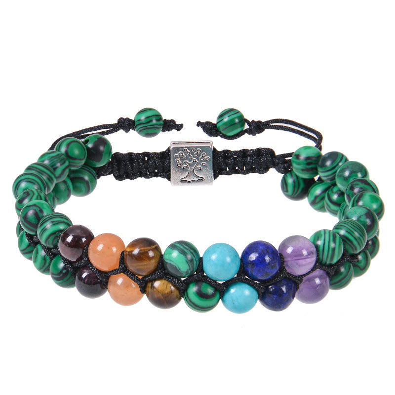 Chakra 7 6mm Stone Bead Yoga Meditation,Healing Crystal Double Layer Natural Gemstone Beaded Anxiety Bracelets