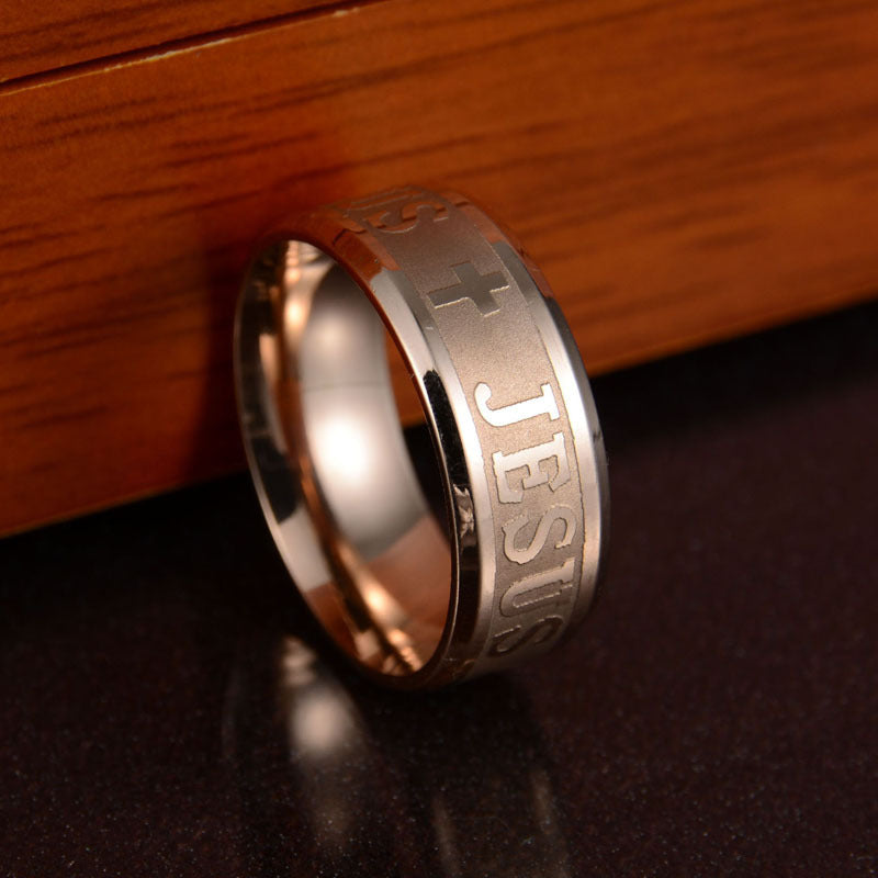 Stainless Steel "Jesus" Print Ring
