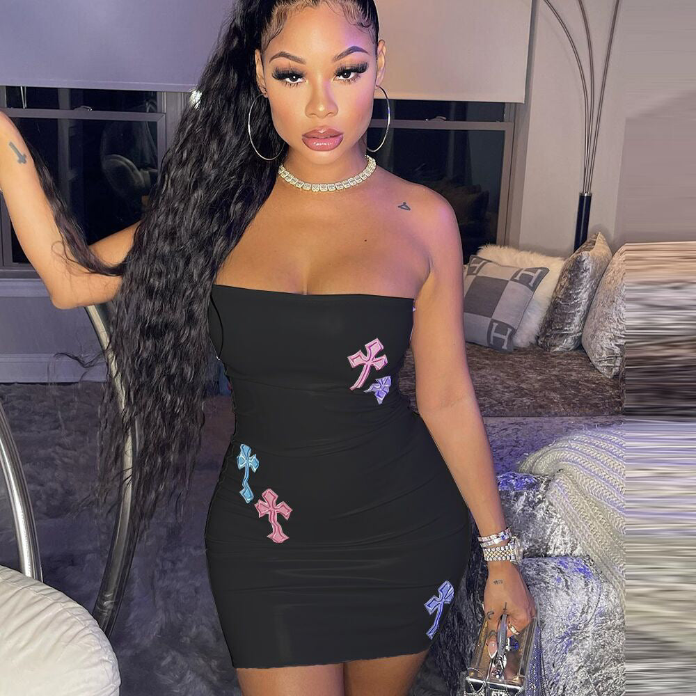 Stretch Leather Cross Wrap Dress