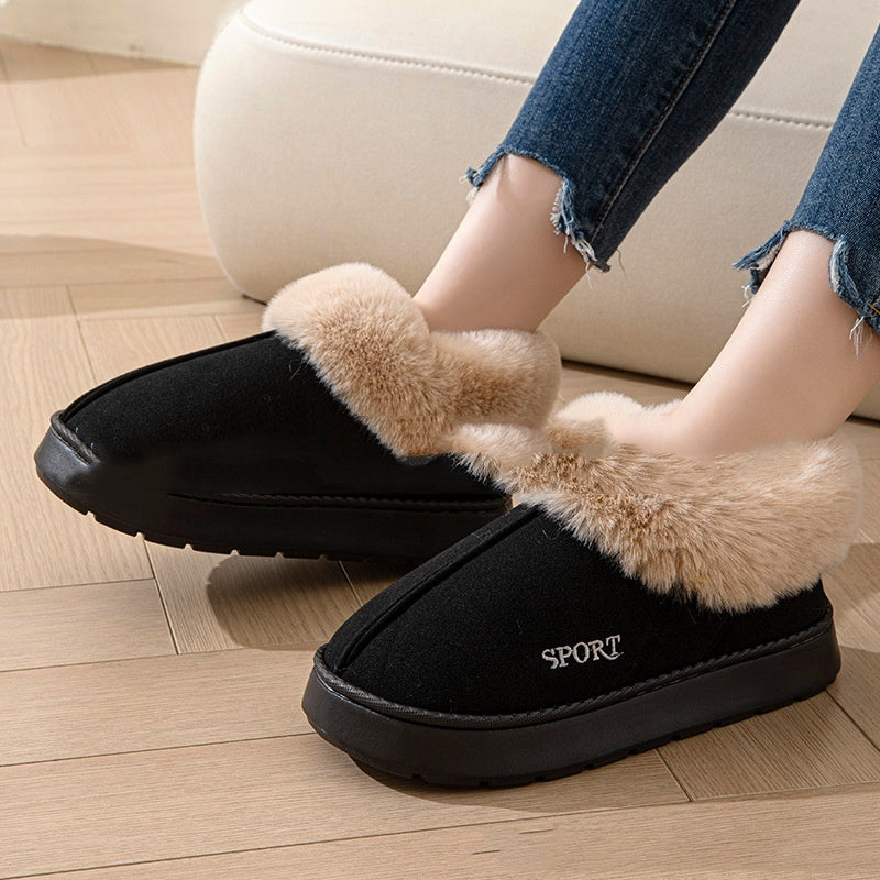 Women Cozy Faux Fur Non- Slip Platform Slipper Shoe
