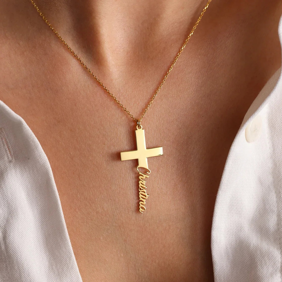 Dainty Cross Stainless Steel Cross Name Pendant Necklace Faith Necklaces