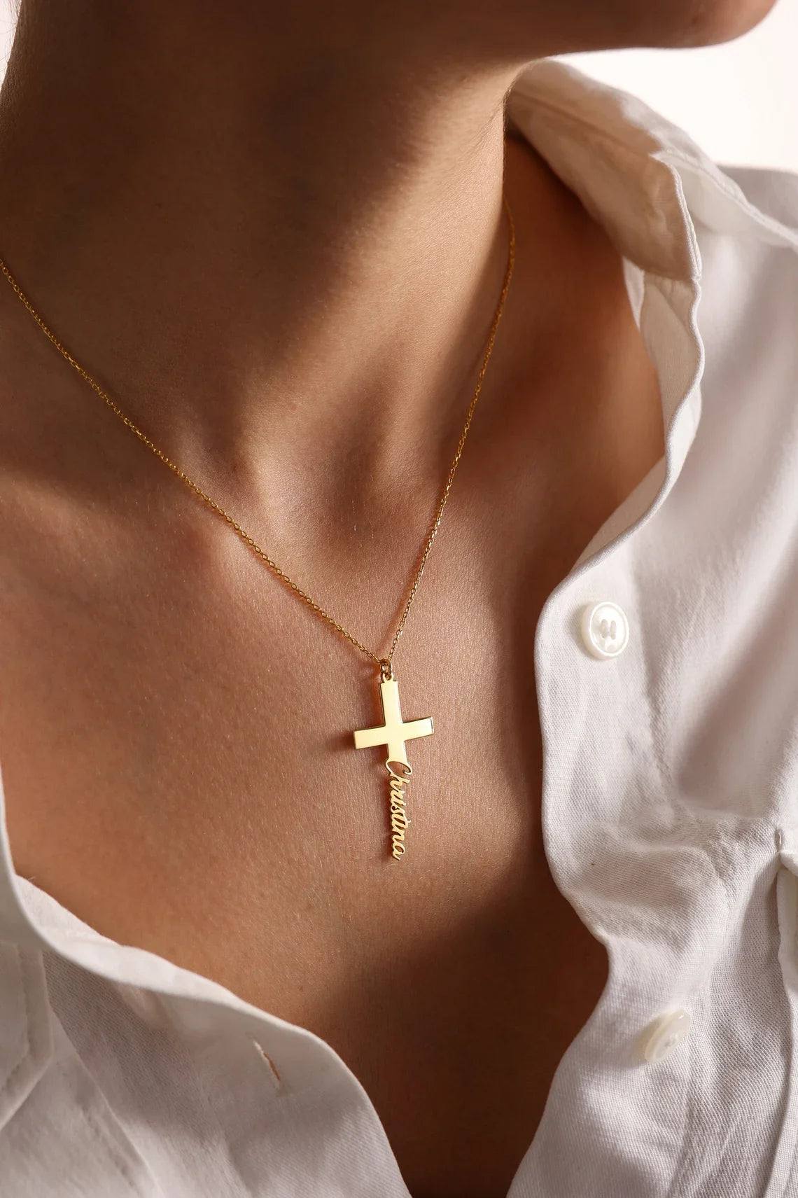 Dainty Cross Stainless Steel Cross Name Pendant Necklace Faith Necklaces