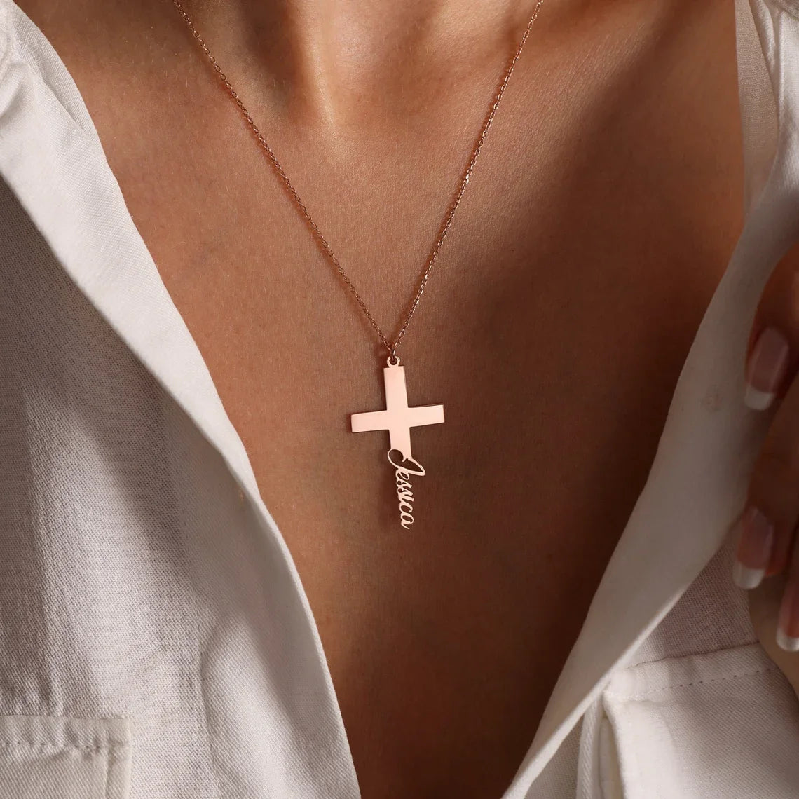 Dainty Cross Stainless Steel Cross Name Pendant Necklace Faith Necklaces