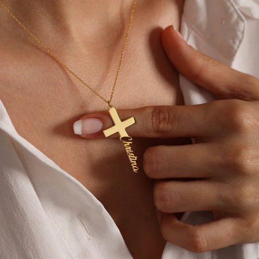 Dainty Cross Stainless Steel Cross Name Pendant Necklace Faith Necklaces
