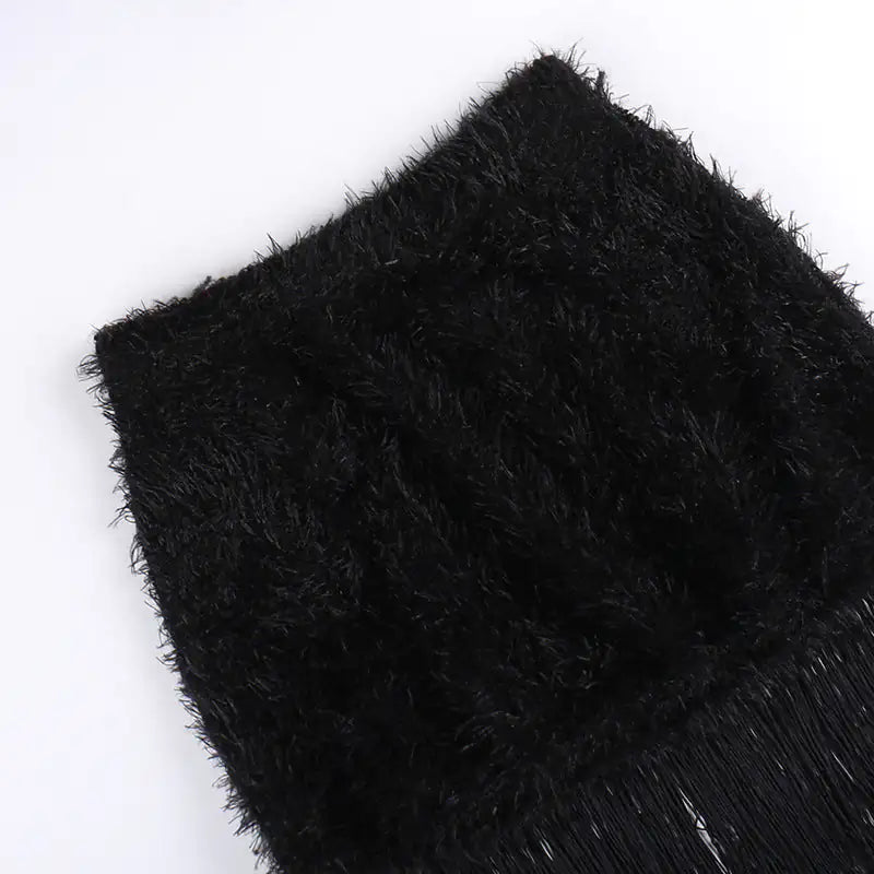 Most Sacred Fuzzy Cross Charm Mini Skirt