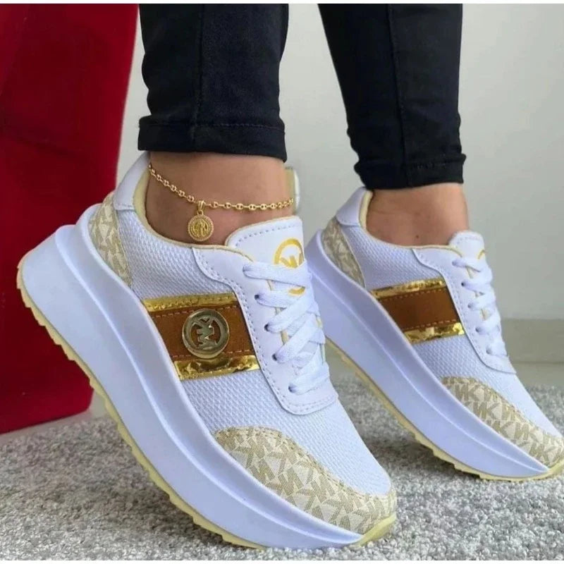 Light-weight Mesh Patchwork Lace-Up Sneakers