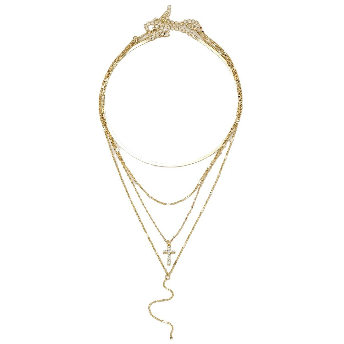 Vintage Cross Pendant Clavicle Chain Fashion  Multi-layer Necklace