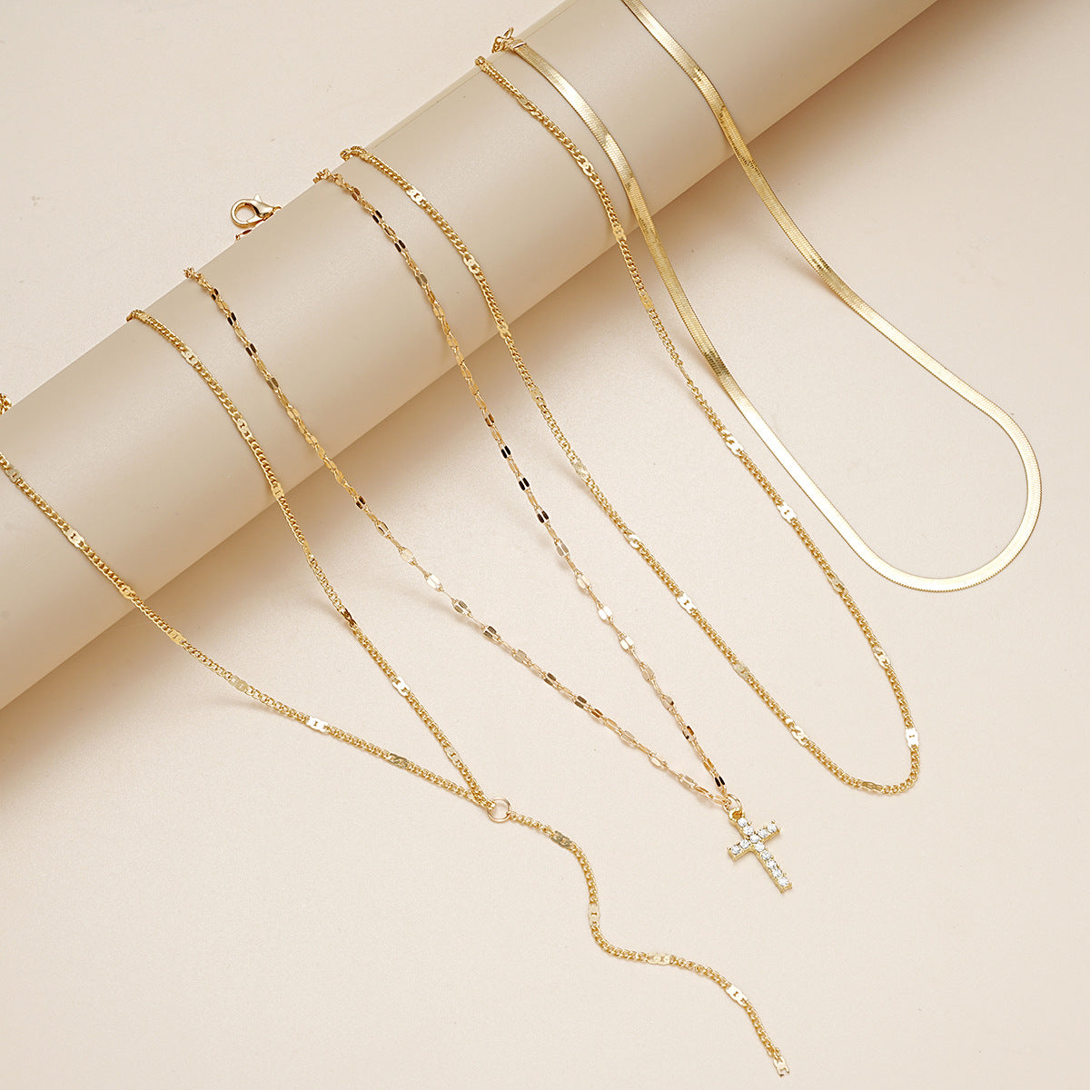 Vintage Cross Pendant Clavicle Chain Fashion  Multi-layer Necklace