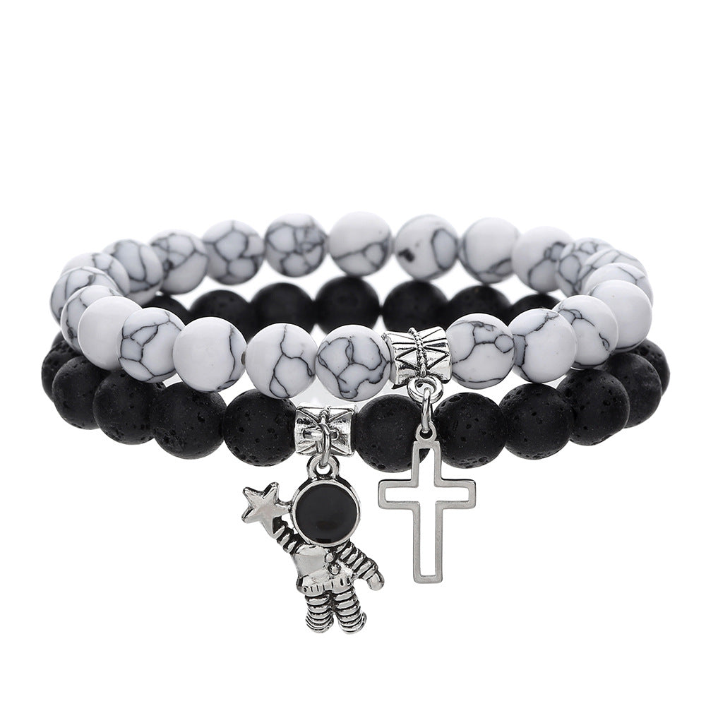 Friendship or Couple Glass Beaded Cross Bracelet