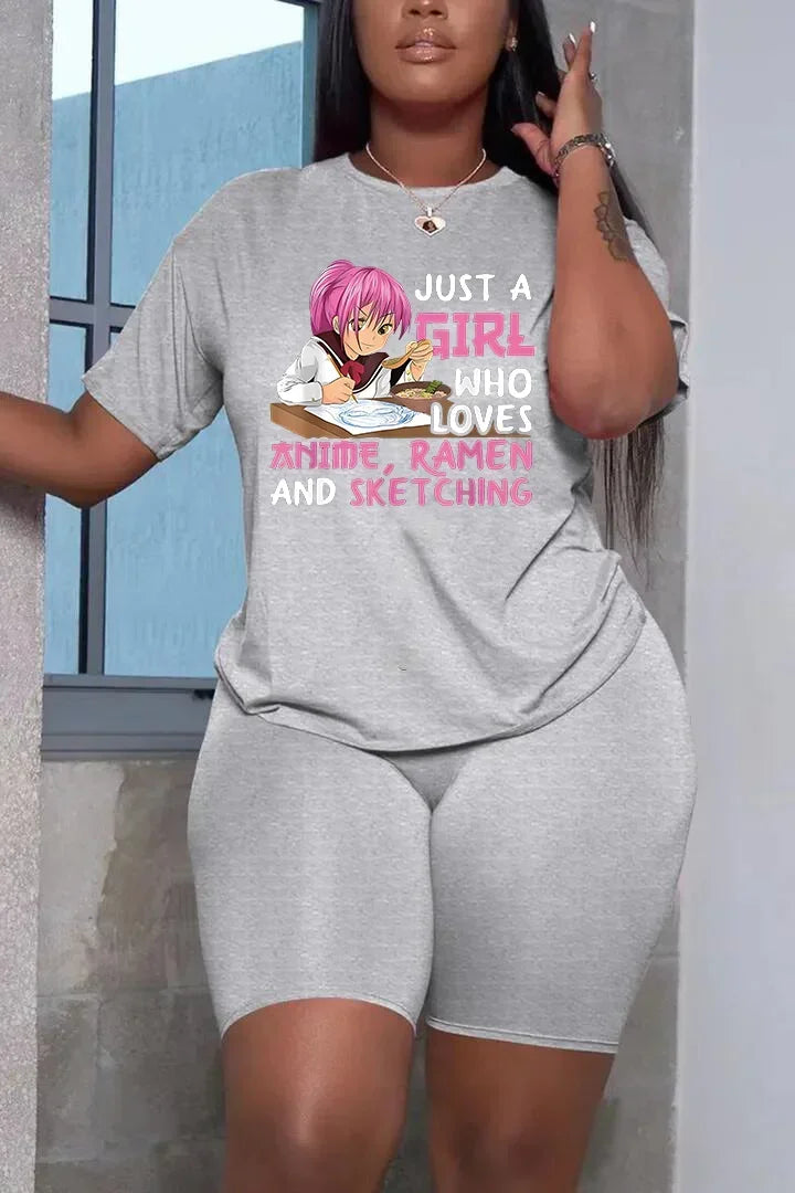 Casual Short Sleeved Top and Trousers Two Piece Faith Print Plus Size 2 Piece Set