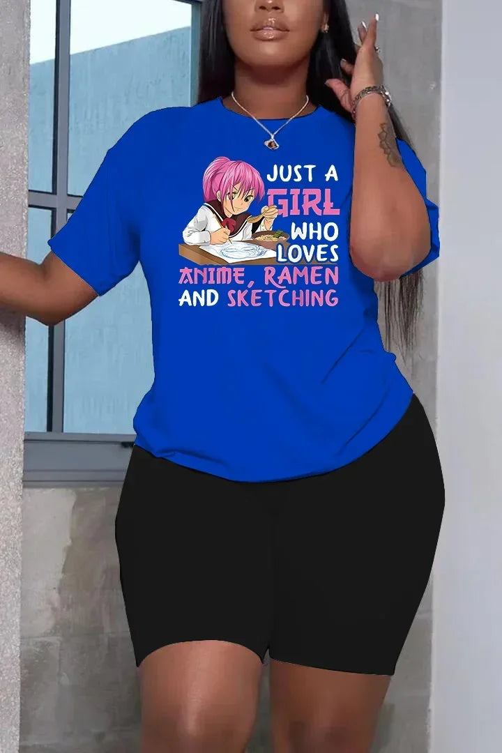 Casual Short Sleeved Top and Trousers Two Piece Faith Print Plus Size 2 Piece Set