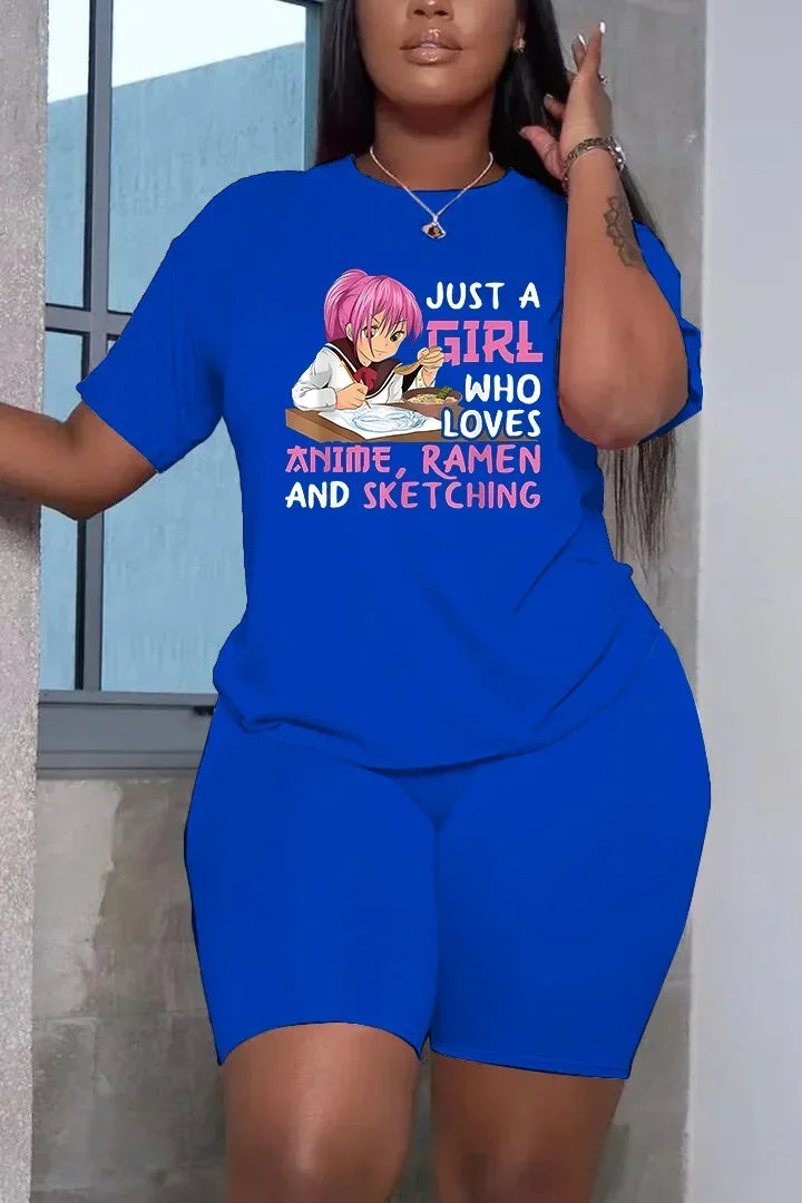 Casual Short Sleeved Top and Trousers Two Piece Faith Print Plus Size 2 Piece Set