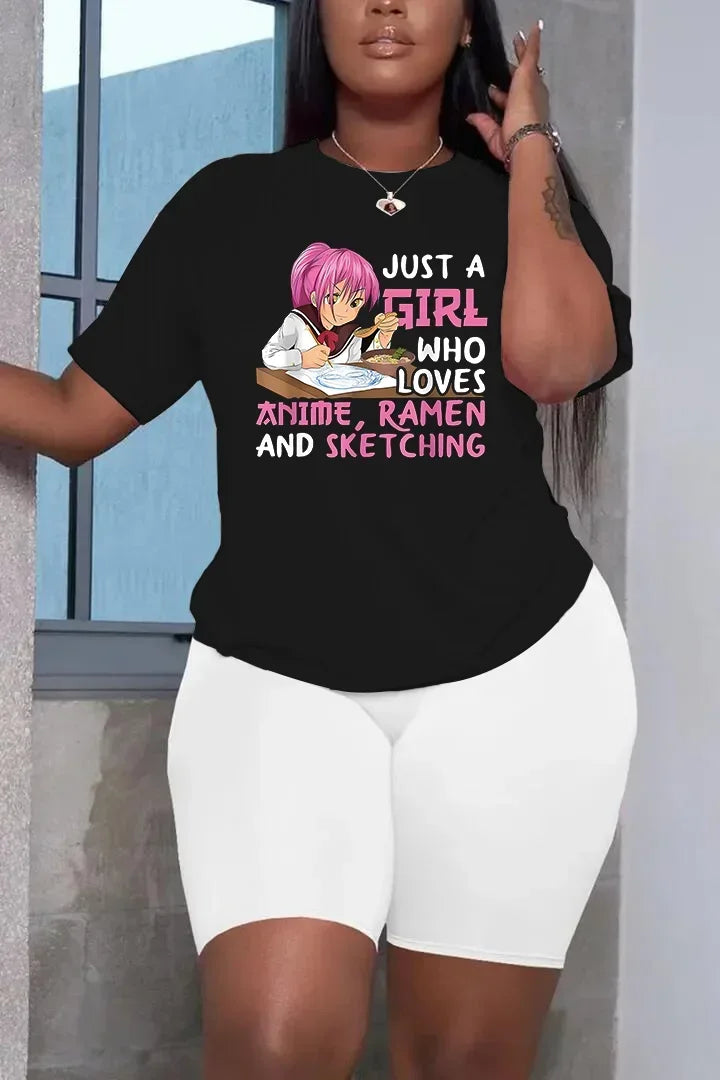 Casual Short Sleeved Top and Trousers Two Piece Faith Print Plus Size 2 Piece Set