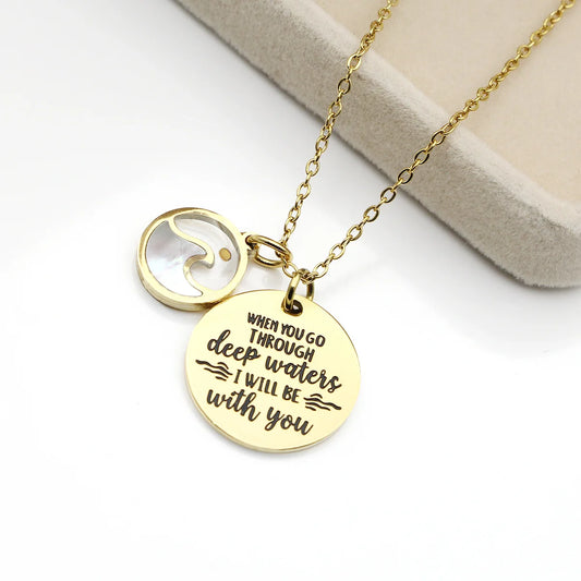 Faith Bible Verse Mustard Seed Shell Fashion Stainless Steel Necklace