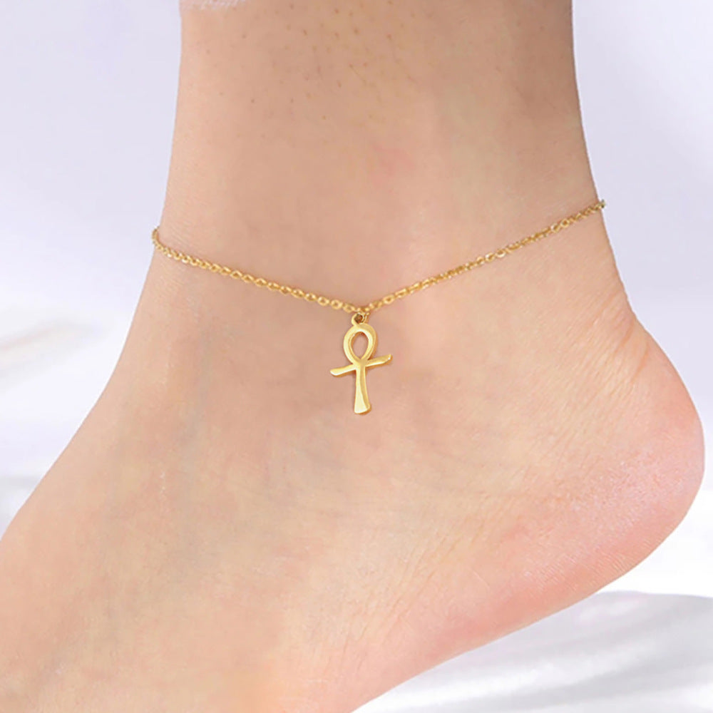 Stainless Steel Ankh Pendant Anklet