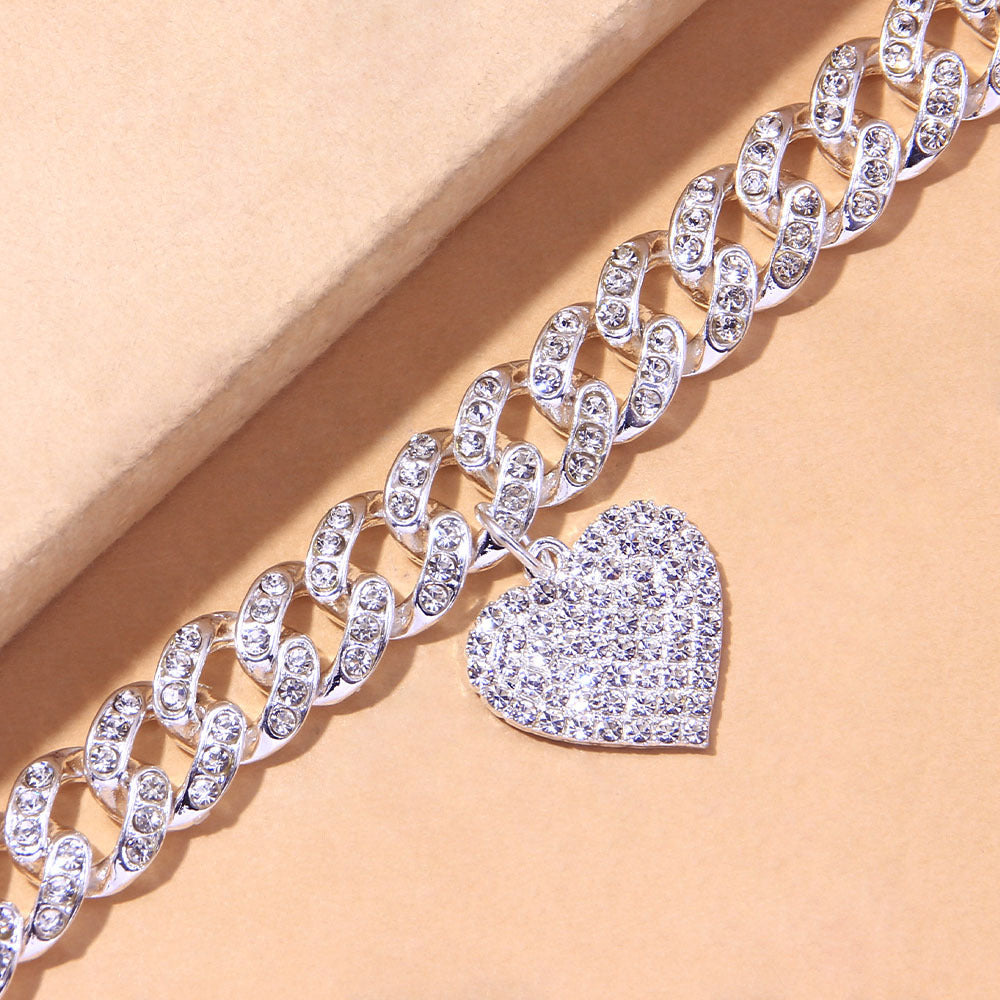 Fashion Luxury Diamond Heart Pendant Anklet