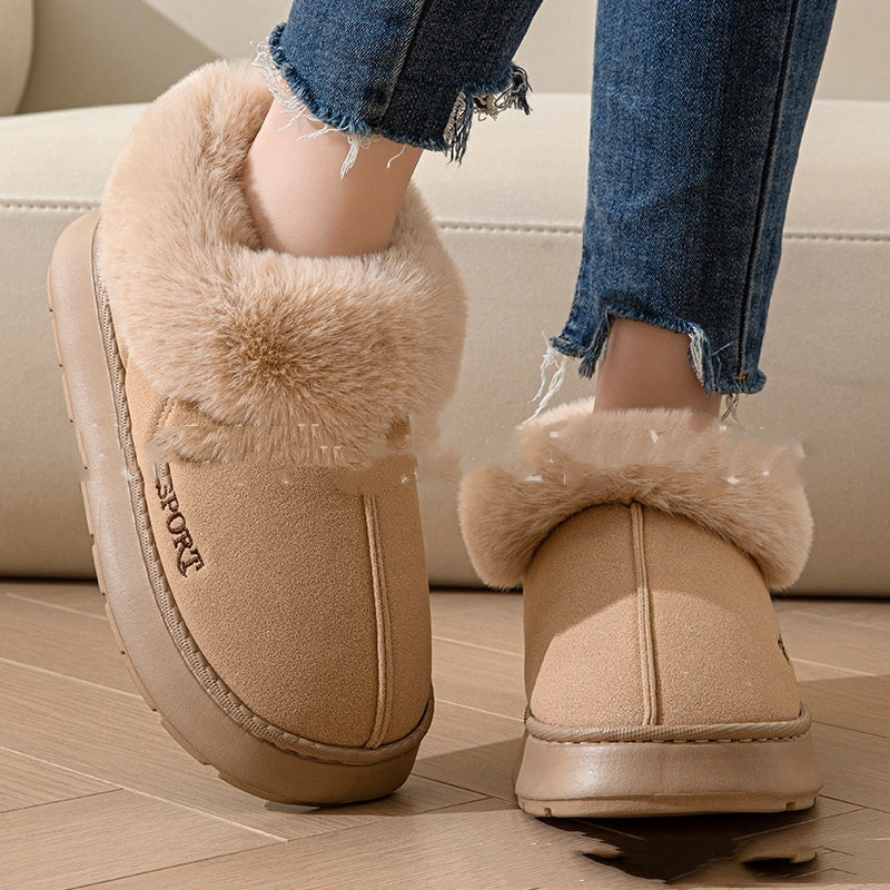 Women Cozy Faux Fur Non- Slip Platform Slipper Shoe