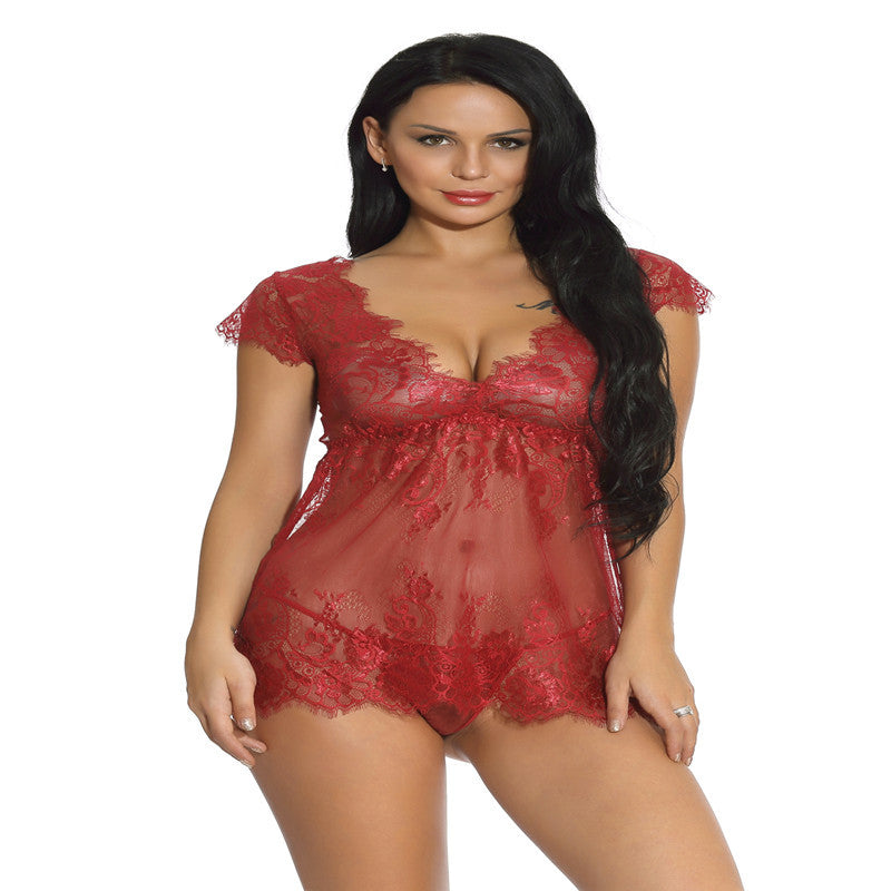 Lace Plus Size Sleepwear Lingerie