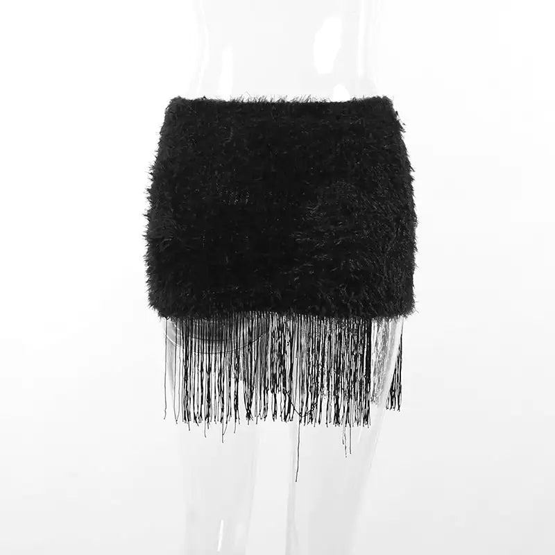 Most Sacred Fuzzy Cross Charm Mini Skirt