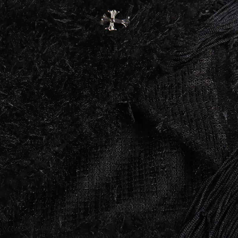 Most Sacred Fuzzy Cross Charm Mini Skirt